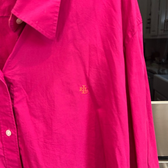 Lauren Ralph Lauren Hot Pink Shirt with orange logo size 3X GUC - Picture 3 of 4